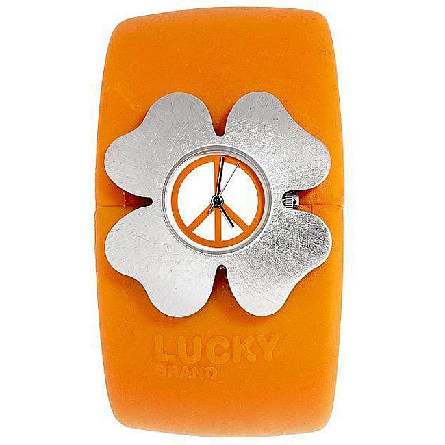 Lucky Brand Womens Orange Rubber Cuff Watch