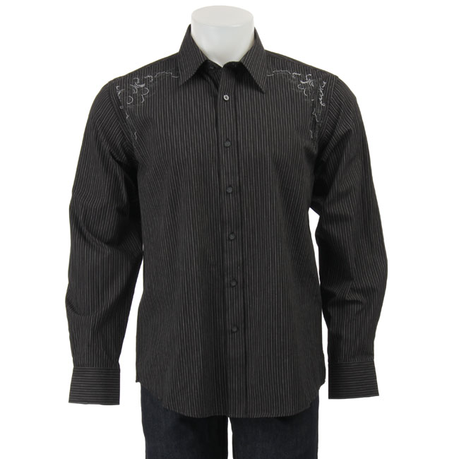 Michael Brandon Men's Woven Long-sleeve Striped Shirt - Overstock ...