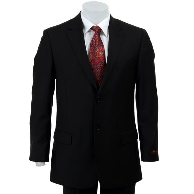 BCBG Men's Black 2-button Double Vent Suit - 12185911 - Overstock.com ...