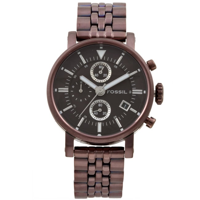 Fossil Womens Brown Stainless Steel Chronograph Dress Watch 