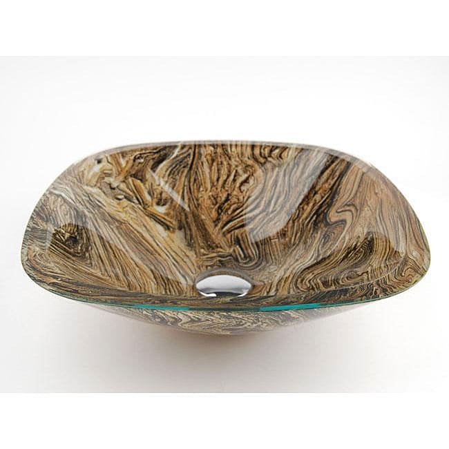 Brienza Brown Striation Glass Vessel Sink  