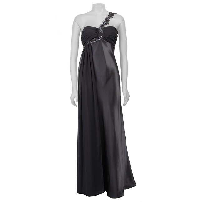 Nightway Women's Charcoal One-shoulder Long Dress - 12216048 ...
