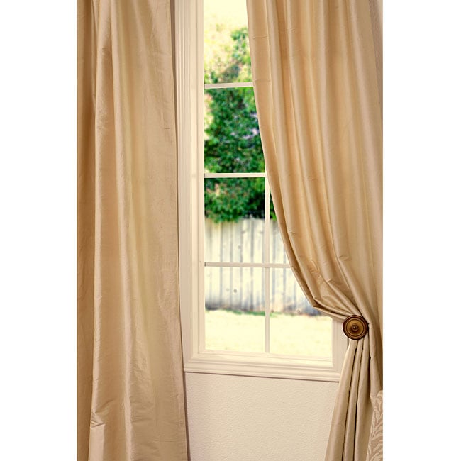 Signature Beige Cotton/ Silk 108 inch Curtain Panel