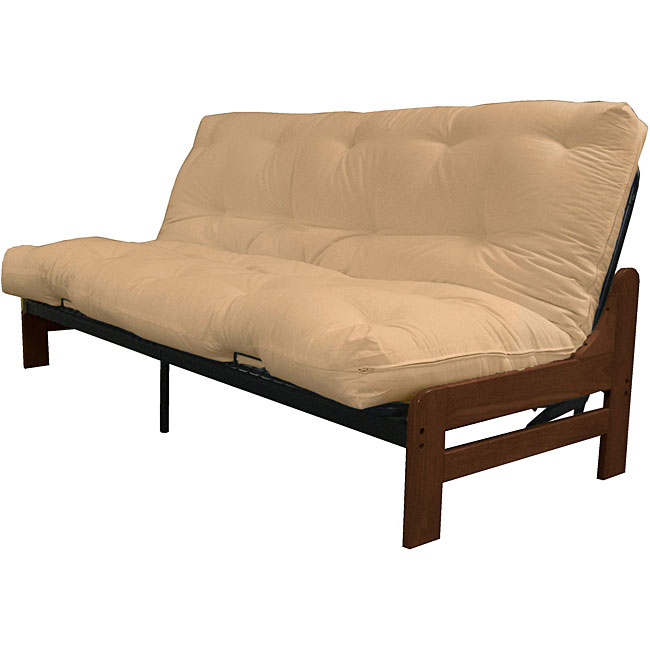 Boston Walnut Finish Queen Armless Frame Futon Set - 12223561 ...