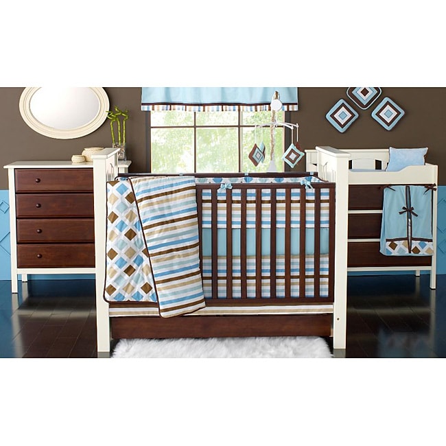 Bacati Aqua Chocolate 12 piece Crib Bedding Set  