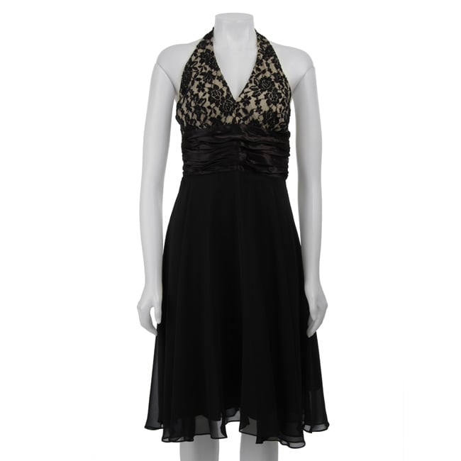 Scarlett Nite Women's Beaded Lace Halter Dress - 12224533 - Overstock ...