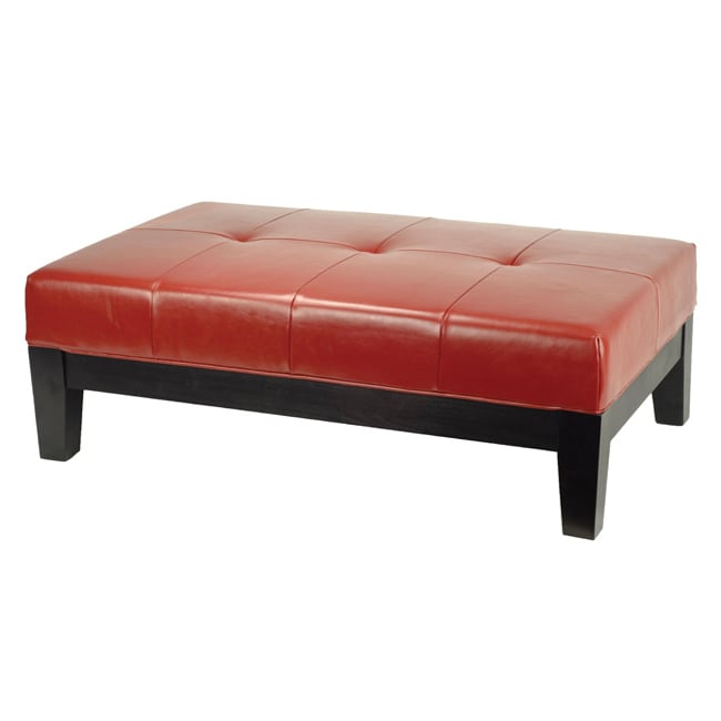 Red Bicast Leather Cocktail Ottoman  