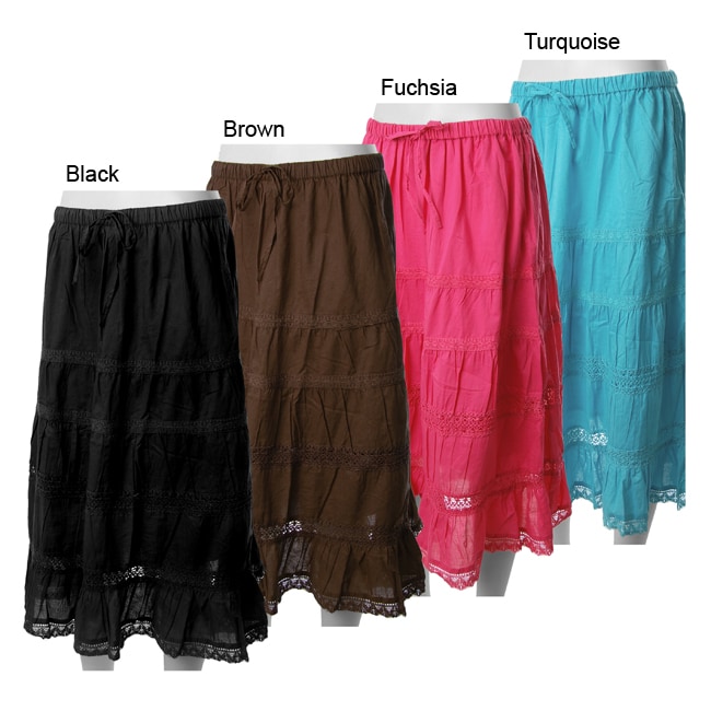 Shana Womens Plus Size Crochet Trim Skirt