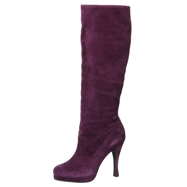 suede pull on knee high boots