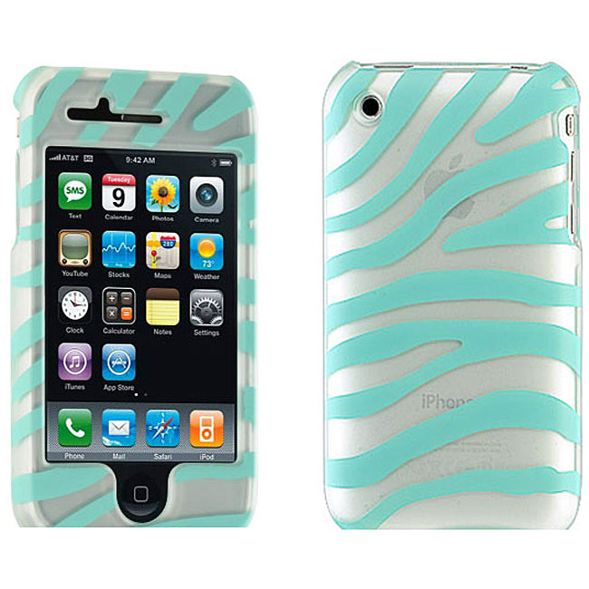 Polycarbonated Turquoise Zebra Case for iPhone 3G/ 3GS   