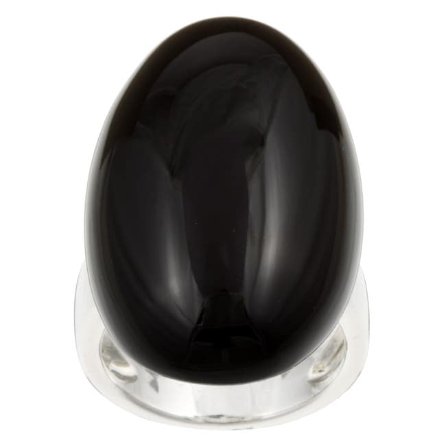 Sterling Silver Oval Onyx Cocktail Ring  