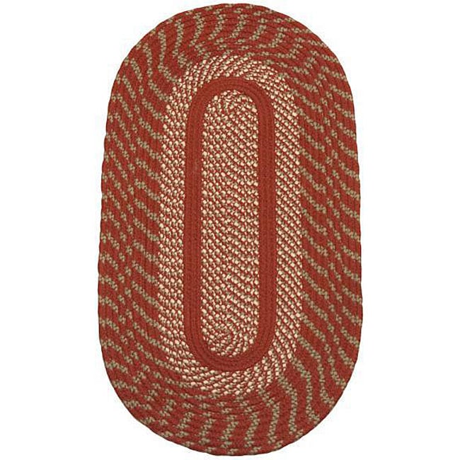 Middletown Barn Red/ Olive Indoor/ Outdoor Braided Rug (8 X 10 Oval)