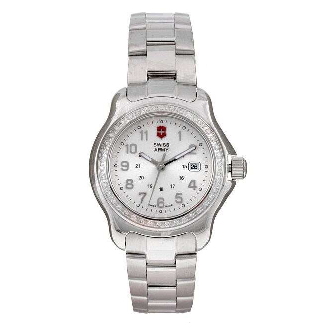 Swiss Army Women's Officer's Diamond Silver Dial Watch - 12235314 ...