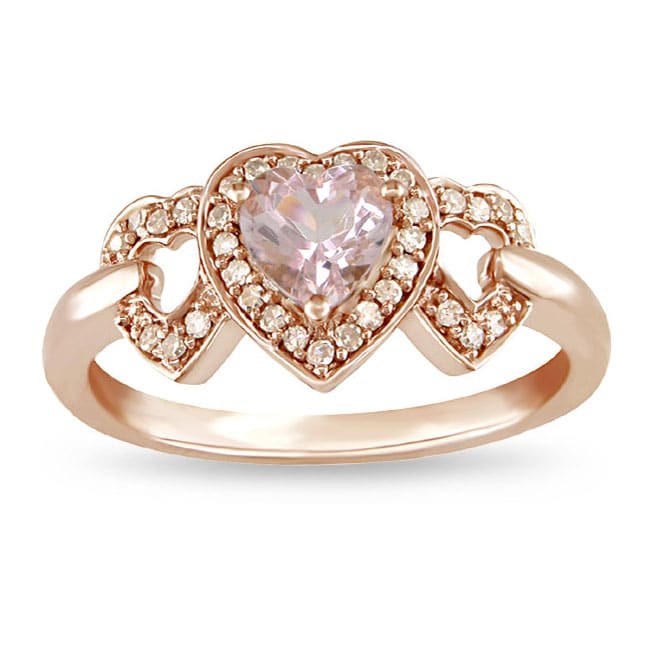 10k Pink Gold Morganite and 1/8ct TDW Brown Diamond Ring