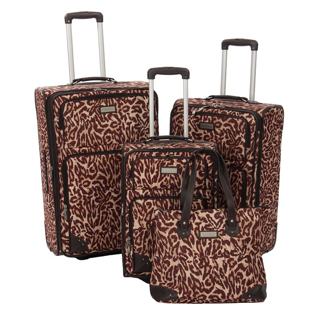 Shop Nicole Miller Leopard 4-piece Luggage Set - Free Shipping Today ...