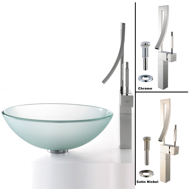 Kraus Frosted Glass Sink and Millennium Faucet - Bed Bath & Beyond ...