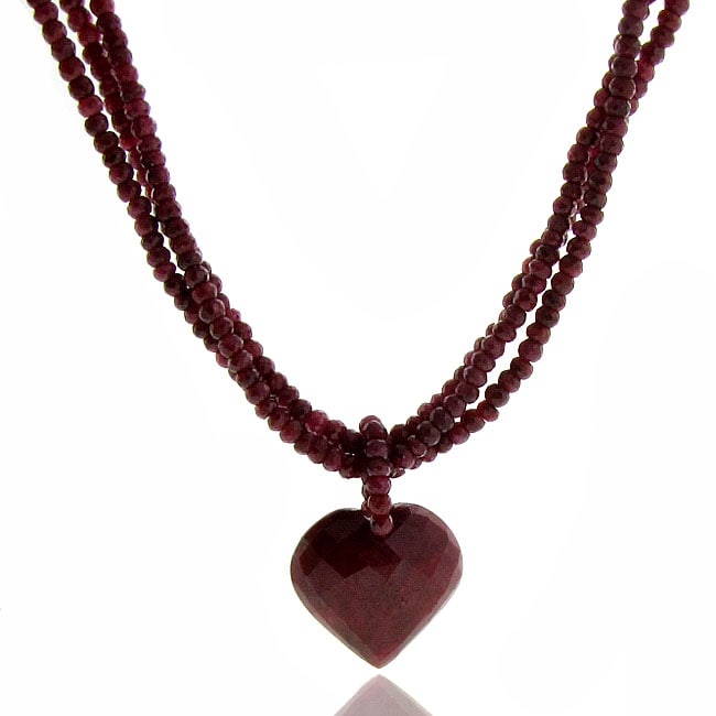 14k Yellow Gold Ruby Heart Necklace  