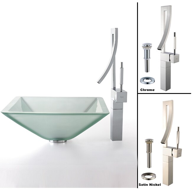 Kraus Aquamarine Frosted Glass Sink/ Millennium Faucet - Bed Bath ...