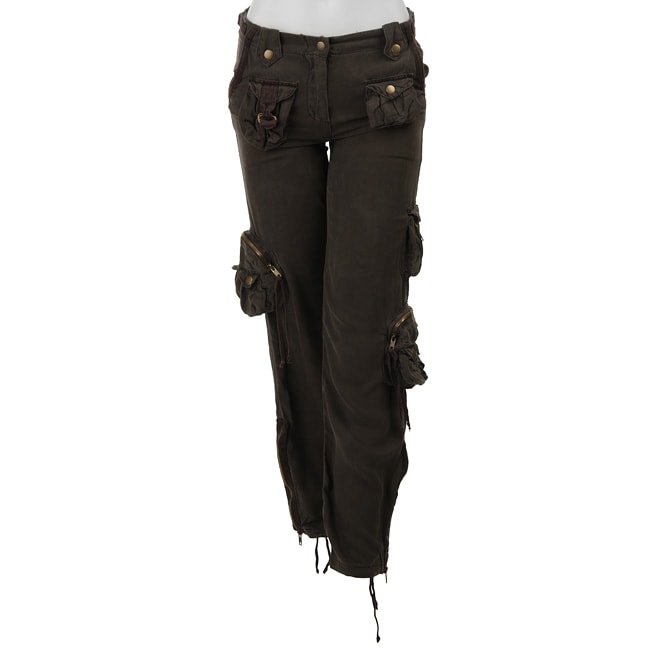 black silk cargo pants