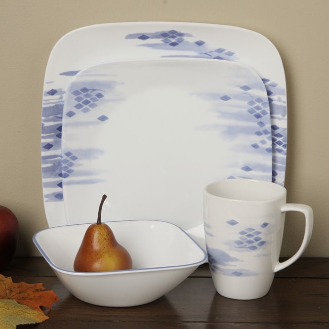 Corelle Square Blue Diamonds 16-piece Dinnerware Set - Free Shipping