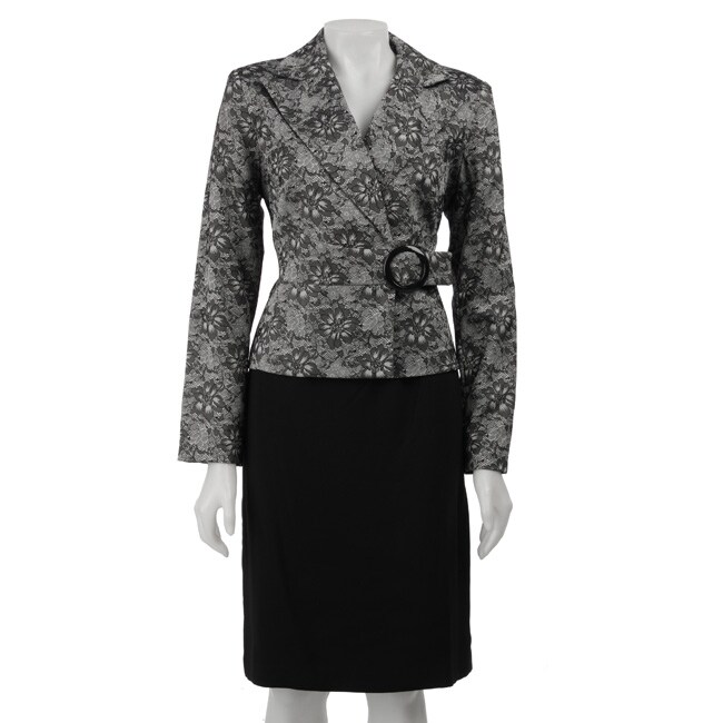 Isabella Suits Women's Lace Jacquard Skirt Suit - 12255997 - Overstock ...