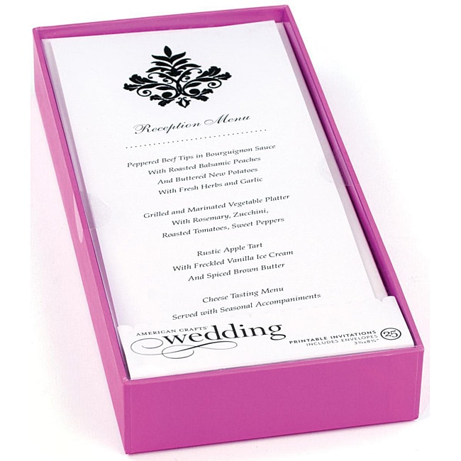 Flocked Damask Printable Invitations and Envelopes (Pack of 25 