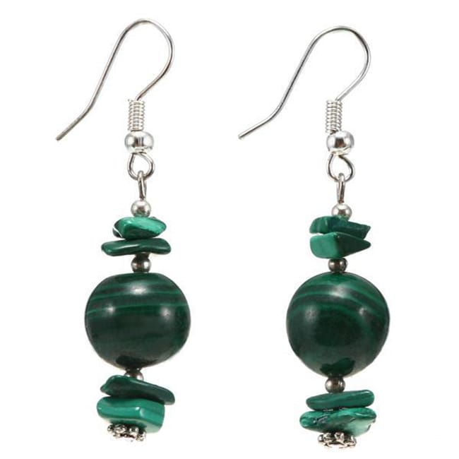 Silver Malachite Earrings (Thailand)  