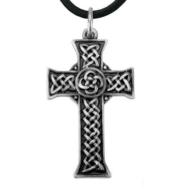 Pewter Celtic Cross Infinity Knot Necklace - 12266792 - Overstock.com ...
