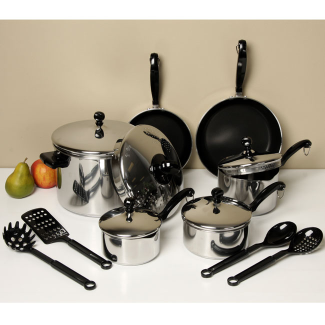 Farberware Classic Stainless Steel Cookware Pots and Pans Set, 15
