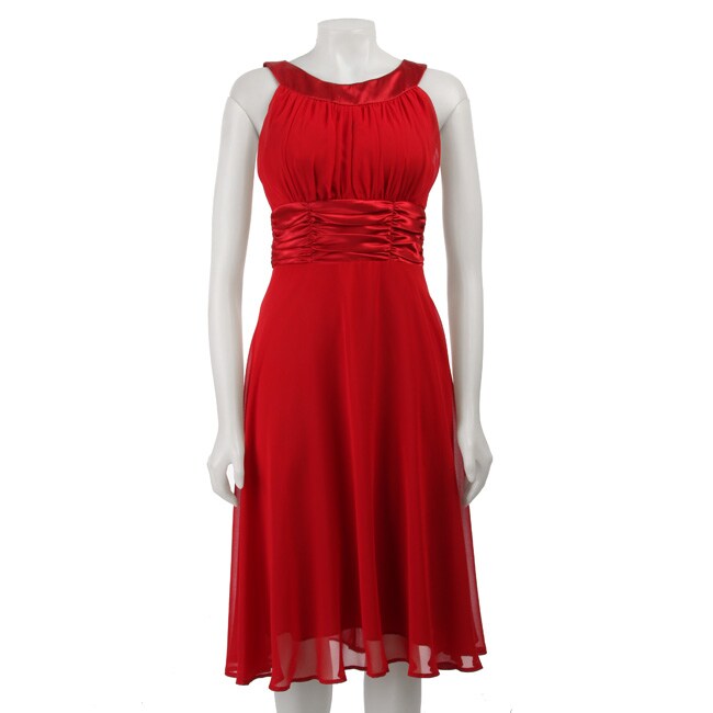 Connected Apparel Womens Chiffon Cocktail Dress  