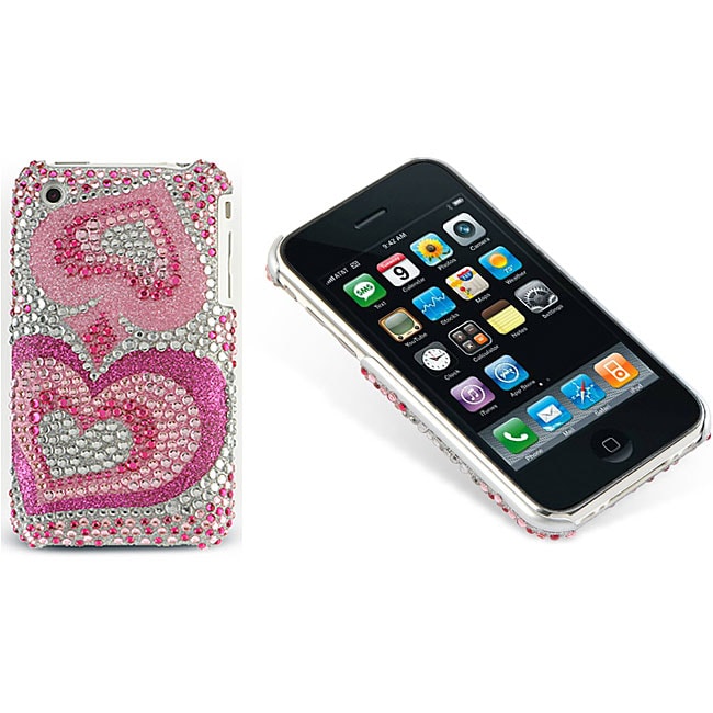 Iphone 3G 3GS Rhinestone Pink Heart Rear Case  