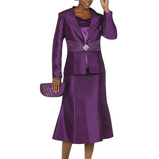 Nubiano Women's Plus Size Purple 3-piece Skirt Suit - Free Shipping ...