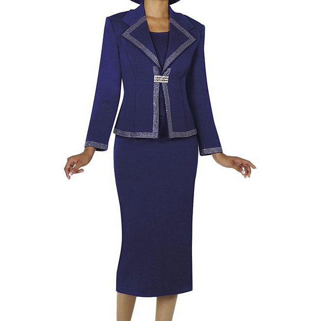 Todd & Olivia Women's Purple Knit Skirt Suit - 12273118 - Overstock.com ...