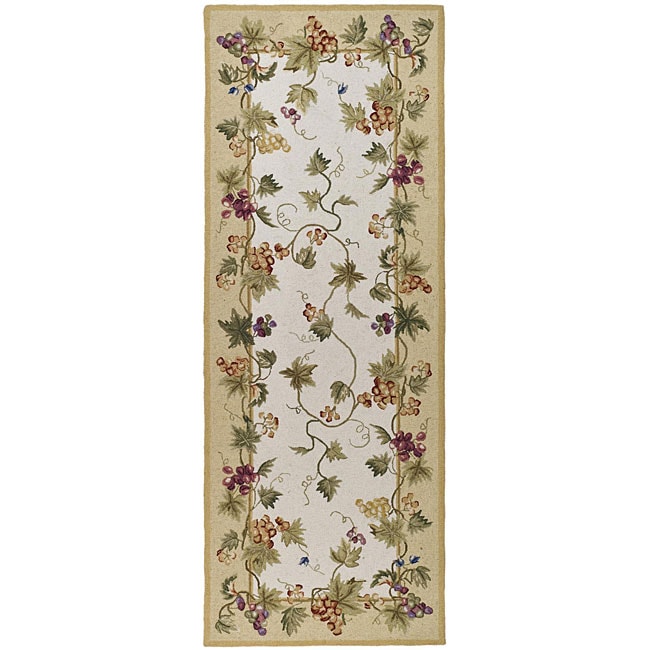 Hand hooked Aubusson Ivory/ Black Wool Rug (39 x 59) Today $93.99