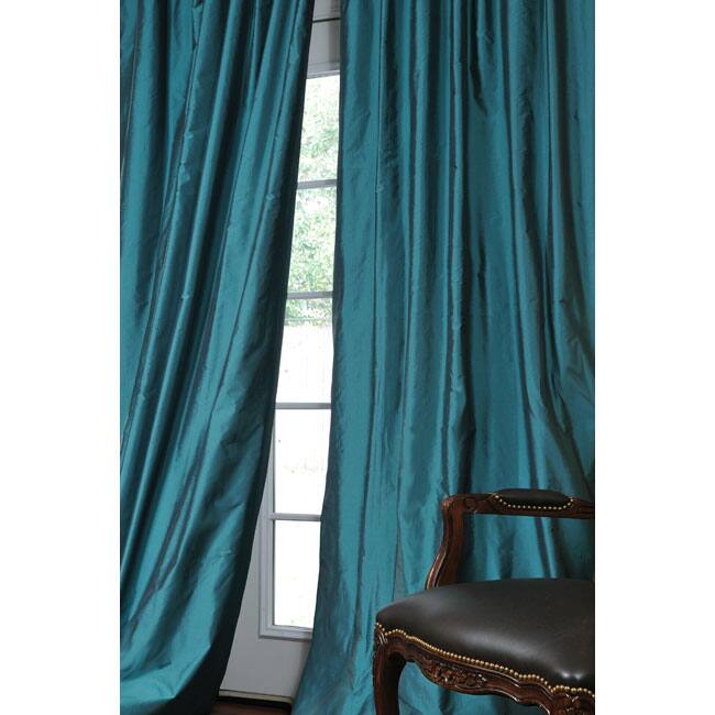 Exclusive Fabrics Faux Silk Signature Teal 96-inch Curtain Panel