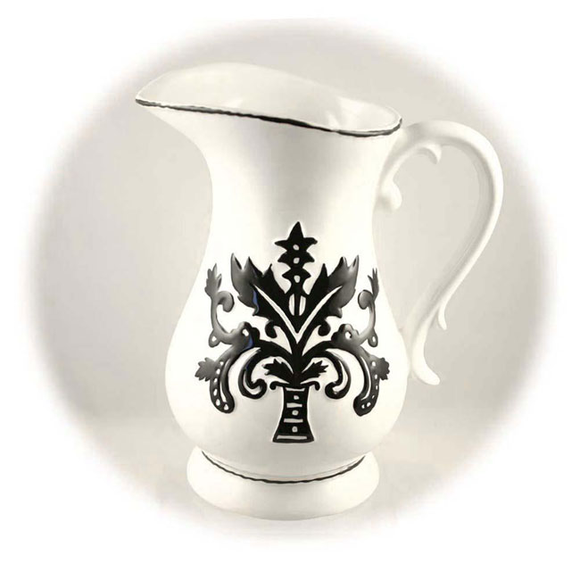 Hand-painted Black and White Water Pitcher