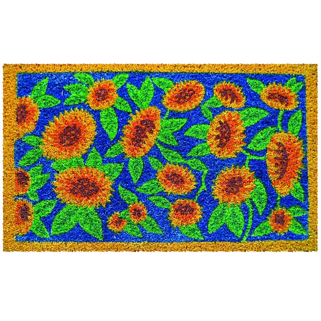 Entryways Sunflowers Hand-woven Coir Doormat 18' x 30'