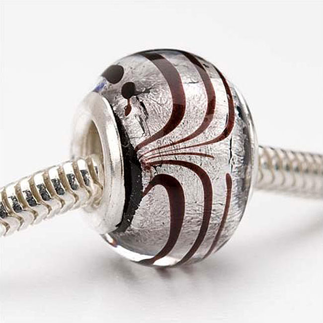 Glass Lampwork 14 mm Wine Swirl European style Charm Beads (Pack of 2 