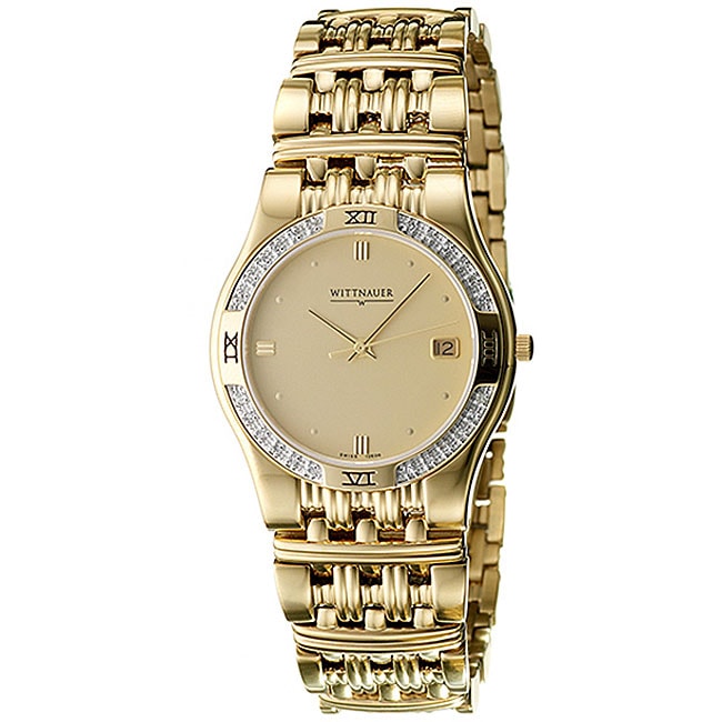 Wittnauer Men's Laureate Goldplated Diamond Watch - Free Shipping Today ...