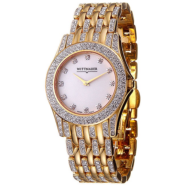 Wittnauer Crystal Goldplated Steel Mens Quartz Watch  