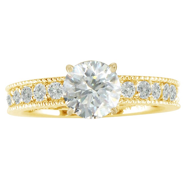 14k Yellow Gold 3ct TDW Diamond Eternity Engagement Ring (H, I1