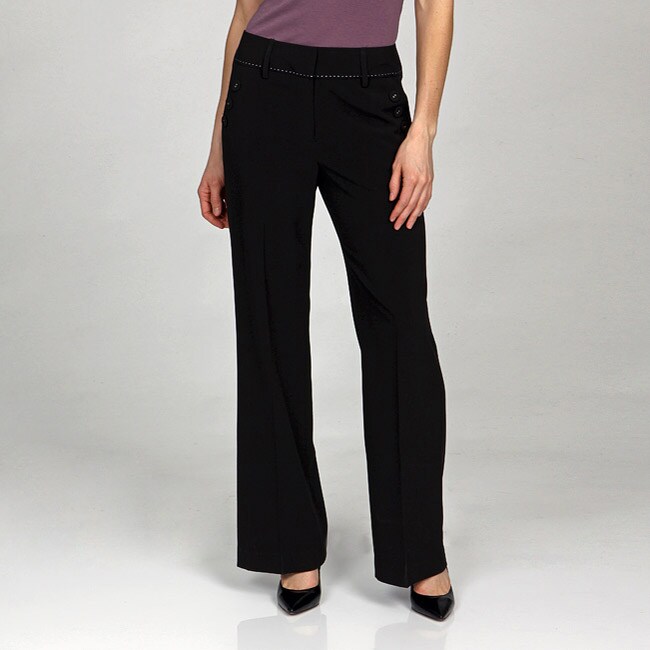 Larry Levine Women's Button Front Pants - 12299894 - Overstock.com ...