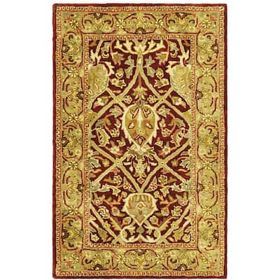 Safavieh Handmade Mahal Red/ Gold New Zealand Wool Rug (4' x 6')