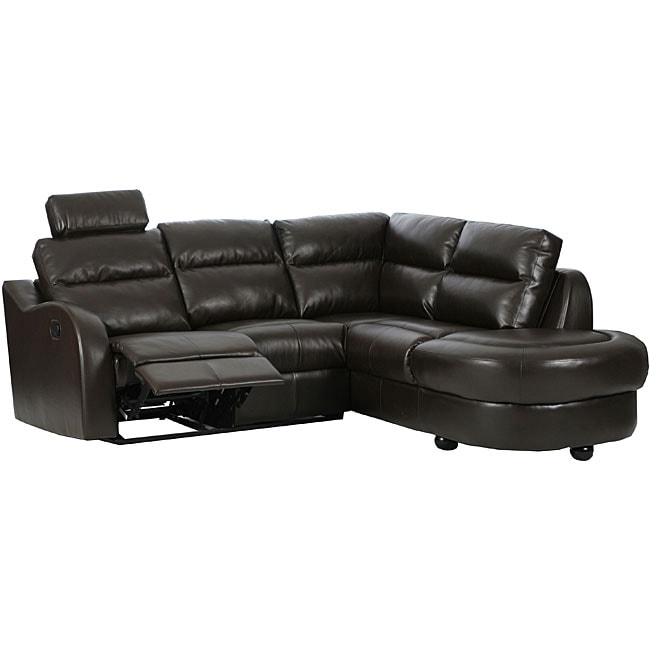 Byron Brown Leather Sectional Sofa with Reclining Seat  