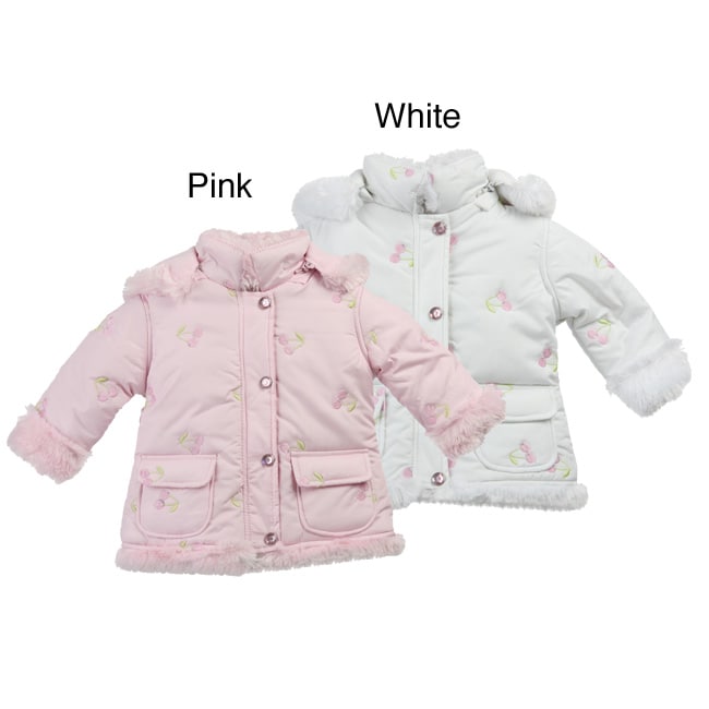 KC Collection Infant Girls Cherry Embroidered Jacket  