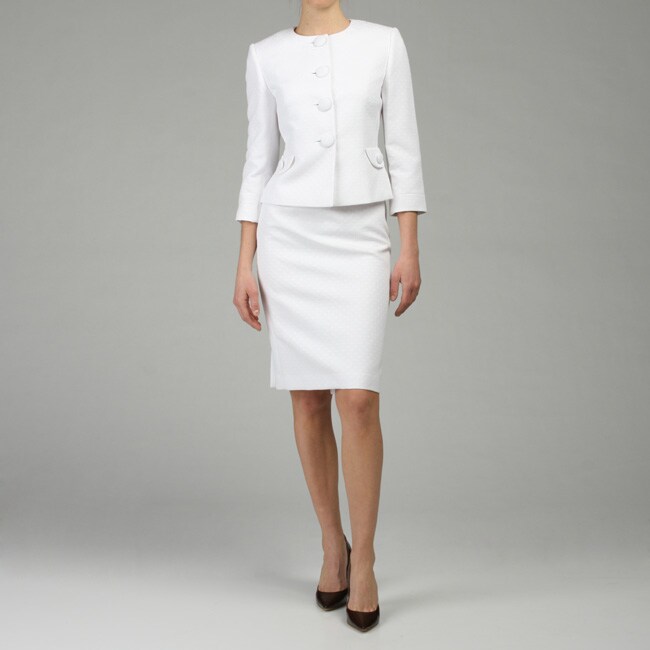 Tahari ASL Women's White Collarless Skirt Suit - 12325132 - Overstock ...