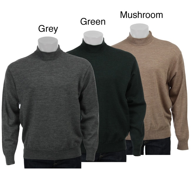 Belford Men's Merino Wool Mock Neck Sweater - 12325238 - Overstock.com ...