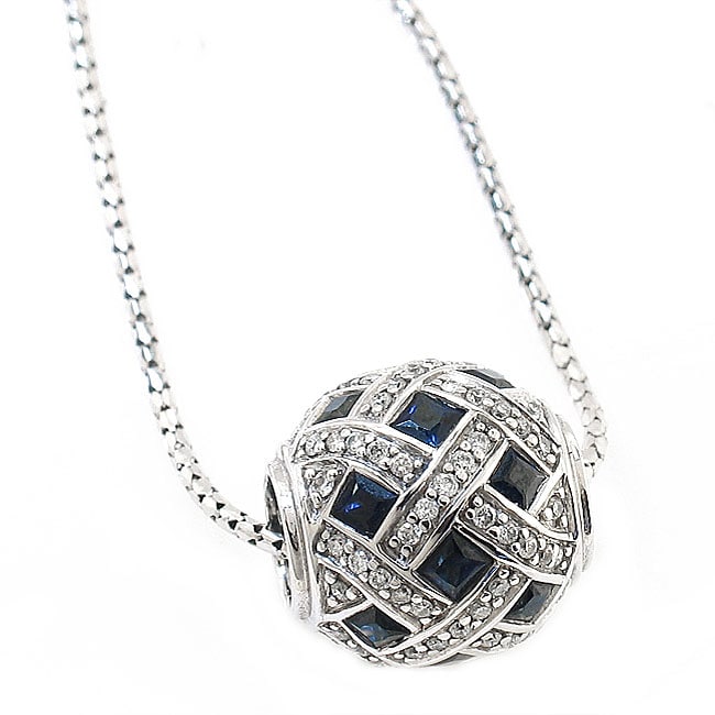 14k Gold Blue Sapphire/ 1/2ct TDW Diamond Necklace (H I, I1 