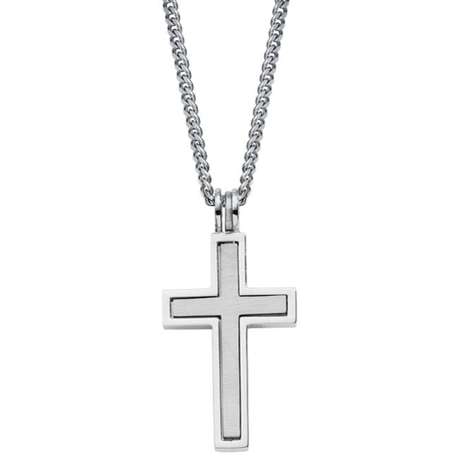 Colibri Two piece Stainless Steel Mens Cross Necklace  