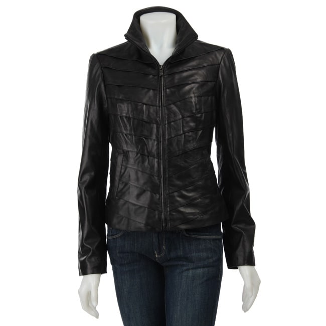 Jones New York Women's Slim Fit Leather Jacket Free Shipping Today